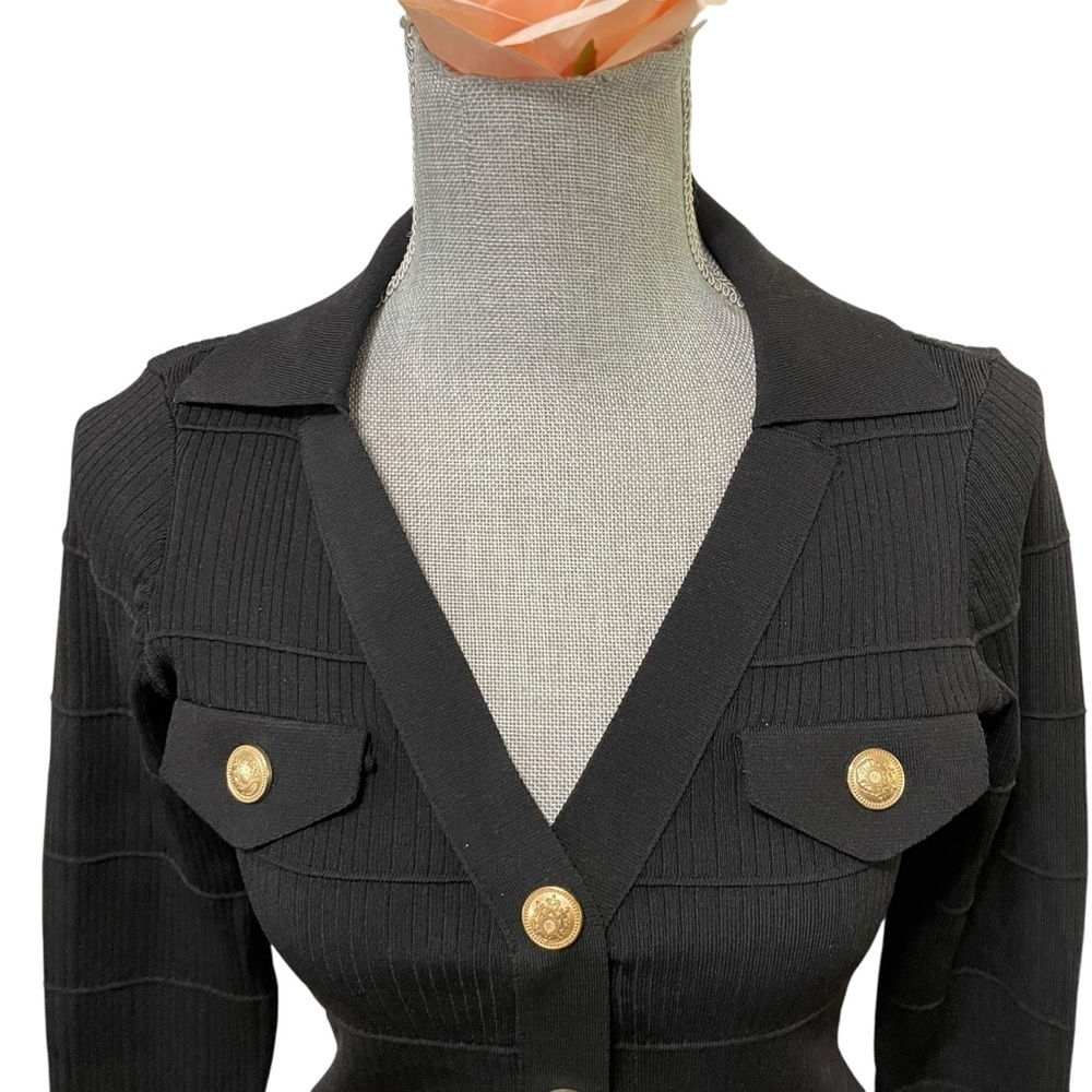 MAEVE By Anthropologie Collared Cardigan Sweater Women's Size XXS Black - Picture 5 of 13